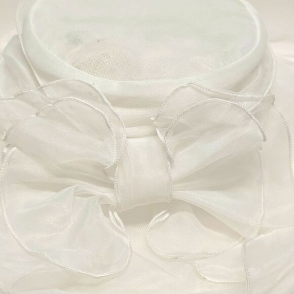 Vintage Betmar Women's White Organza Wedding Hat Bow Kentucky Derby Church NWT - Picture 2 of 8